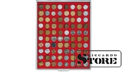 STANDARD numismatic box with 80 square compartments for coins/coin capsules up to 24 mm