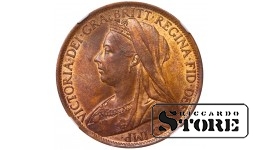 Didžioji Britanija Karalienė Viktorija (1838 - 1901), 1 penas 1901, NGC MS 63 BN