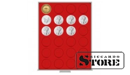 STANDARD numismatic box with 24 round compartments for coins up to 41 mm in diameter