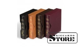 Leather binder OPTIMA, in classic design, leatherette slipcase, black