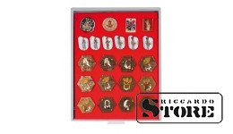 Collection box in STANDART modification with a red porous tray for placing badges, orders, and emblems.