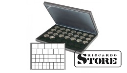 NERA M case with black tablet for 45 rectangular cells for placing coins/coin capsules up to 24, 28, 39, and 44 mm in diameter.