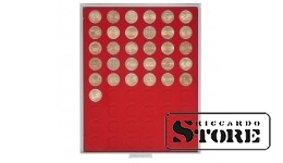 Numismātikas kaste STANDARD modifikācijā ar 54 apaļām šūnām monētām ar diametru līdz 25,75 mm, piemēram, 2 eiro monētām