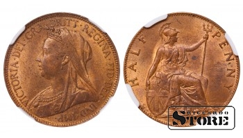 Great Britain Queen Victoria (1838 - 1901), 1/2 Penny 1898, NGC MS 63 RB