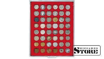 Numismatic box in STANDARD modification with 48 square compartments for coins/coin capsules up to 28 mm in diameter.