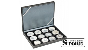 NERA XM case with 12 square compartments for coins/coin capsules with an outer diameter up to 52 mm