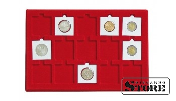 Large numismatic case with 8 trays for 120 numismatic holders 50x50 mm.