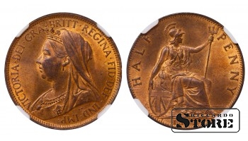 Великобритания Королева Виктория (1838 - 1901), 1897 1/2 Пенни, NGC MS 64 RB