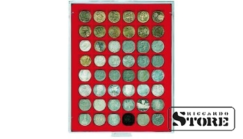 Numismatic box in STANDARD modification with 48 square compartments for coins/coin capsules up to 30 mm in diameter.