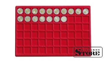 Tray for 60 coins with a diameter of up to 27 mm, red