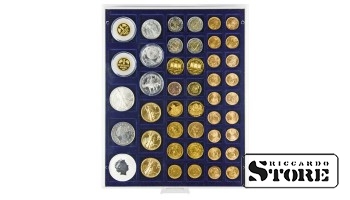 MARINE numismatic box with 45 rectangular compartments for coins/coin capsules up to 24, 28, 39, and 44 mm in diameter