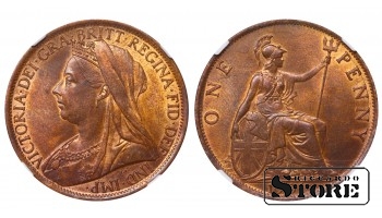 Didžioji Britanija Karalienė Viktorija (1838 - 1901), 1 penas 1901, NGC MS 63 BN