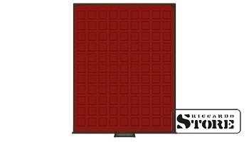 Numismatic box in RAUCHGLAS modification with 99 square slots for coins/coin capsules with a diameter of up to 19 mm.