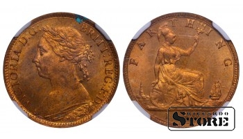 Великобритания, 1 фартинг, 1890 год, NGC, MS 64 RB