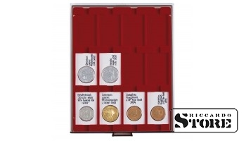 RAUCHGLAS Numismatic Box with 12 Rectangular Compartments for REBECK COIN L Frames 75 x 50 mm