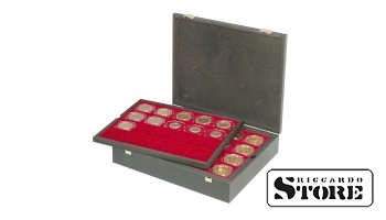 CARUS cassette made of natural wood for storing 80 coin frames 50x50 mm / CARRÉE coin capsules / OCTO coin capsules.