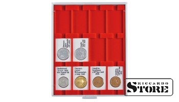 Numismatic box in STANDARD modification with 12 rectangular compartments for REBECK COIN L frames 75 x 50 mm.