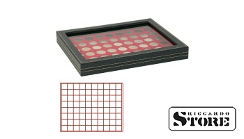 NERA M PLUS cassette with a light red tablet and 80 square compartments for coins/coin capsules up to 24 mm in diameter.