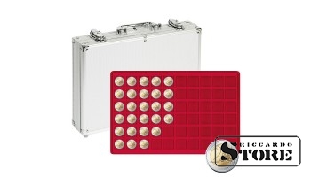 Numismatic ALU case with 5 trays for 300 coins/coin capsules up to 27 mm in diameter.