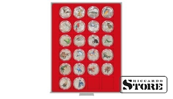 STANDARD numismatic box with 24 square compartments for coins/coin capsules up to 42 mm