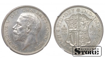 Suurbritannia Kuningas George V (1910 - 1936), 1/2 krooni 1927, NGC PF 64