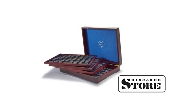 Presentation Case VOLTERRA QUATTRO de Luxe for 24 Euro Coin Sets in Capsules, Mahogany