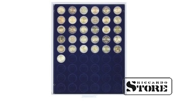 Numismatic box in MARINE modification with 54 round compartments for coins up to 25.75 mm in diameter, such as 2 euro coins.