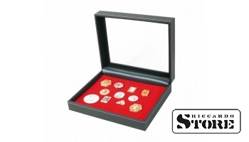 NERA VARIUS PLUS numismatic cassette with a light red soft porous insert for storing pins, medals, and emblems.