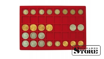 Tray for storing 40 coins with a diameter of up to 34 mm, red.