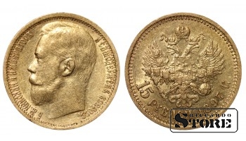 1897 Nikolai II Venemaa münt kullast Haruldane 15 rubla Y# 65 #RI2217