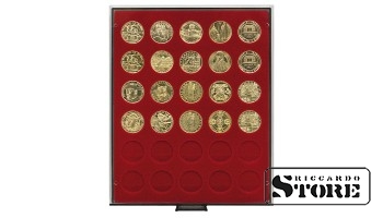 RAUCHGLAS Numismatic Box with 30 Round Cells for Coins up to 34 mm in Diameter