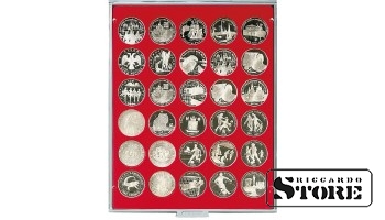 Numismatic box in STANDARD modification with 30 round compartments for coins up to 39 mm in diameter.