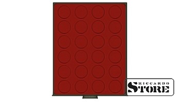 Numismatic box in RAUCHGLAS modification with 24 round compartments for coins up to 41 mm in diameter.