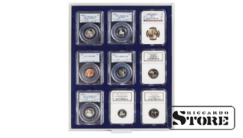 MARINE Numismatic Box for Storing 9 Slabbed Coins Sized 63x85 mm, Graded by American Companies