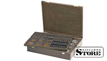 CARUS wooden cassette for storing 80 coin frames 50x50 mm / CARRÉE coin capsules / OCTO coin capsules.