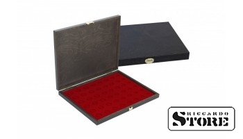 CARUS-1 Case Made of Natural Wood with a Dark Red Tray for Storing 6 Annual Euro Coin Sets