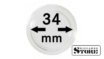 Coin capsules with an inner diameter of 34 mm, set of 100 pieces