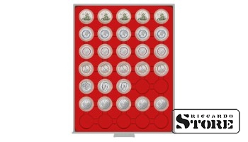 STANDARD Numismatic Box with 35 Round Cells for Coin Capsules up to 34 mm in Diameter, Ideal for Storing Germany's 5 Euro Coins in LINDNER Capsules