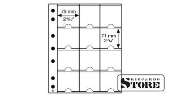 Plastmasas krājuma lapas GRANDE, ar 12 vietām monētu turētājiem