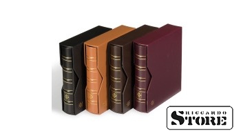 Leather binder OPTIMA, in classic design, leatherette slipcase, black