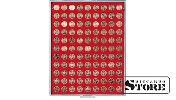 Numismatic box in STANDARD modification with 99 round slots for coins with a diameter of up to 19.25 mm.