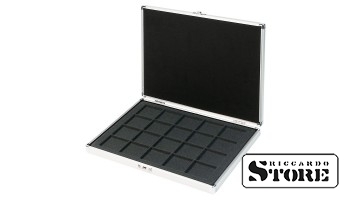 ALU numismatic cassette for storing 20 coins/coin capsules up to Ø 47 mm with a black tray – SPECIAL OFFER