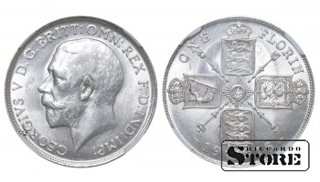 Suurbritannia Kuningas George V (1910 - 1936), 2 šillingit (florin) 1918, NGC MS 62