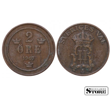 2 re 1907 Oscar II Sweden